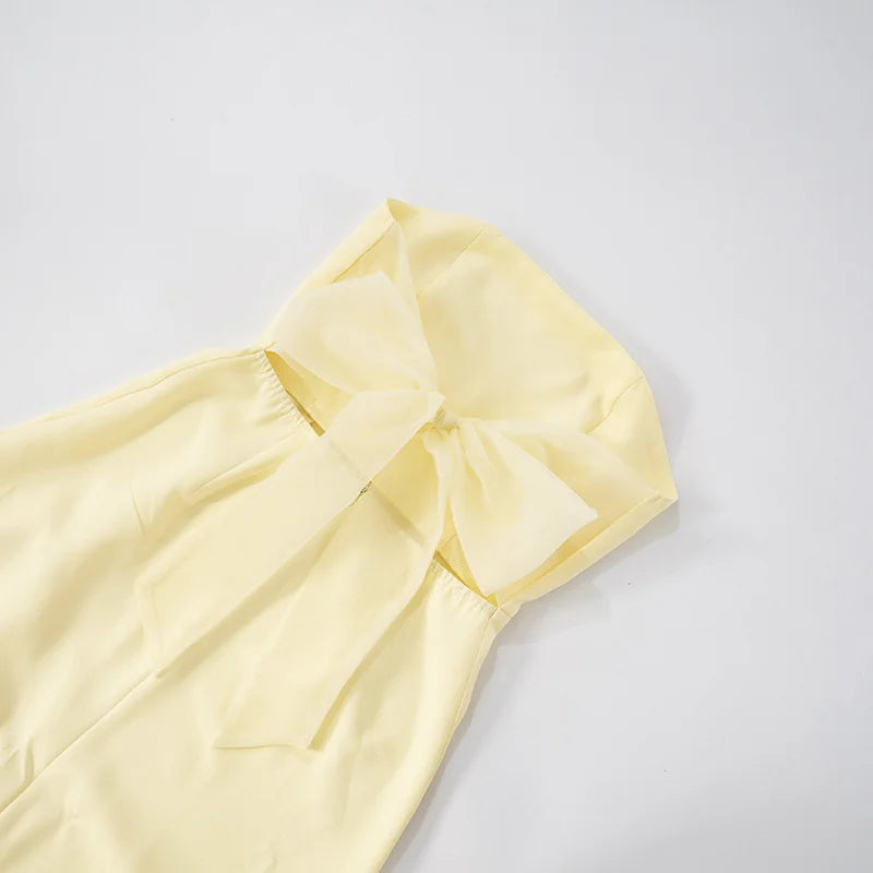 Mozision Off-shoulder Strapless Ruffled Sexy Maxi Dress Women Summer Fashion Backless Bow Thigh High Split Club Long Dress