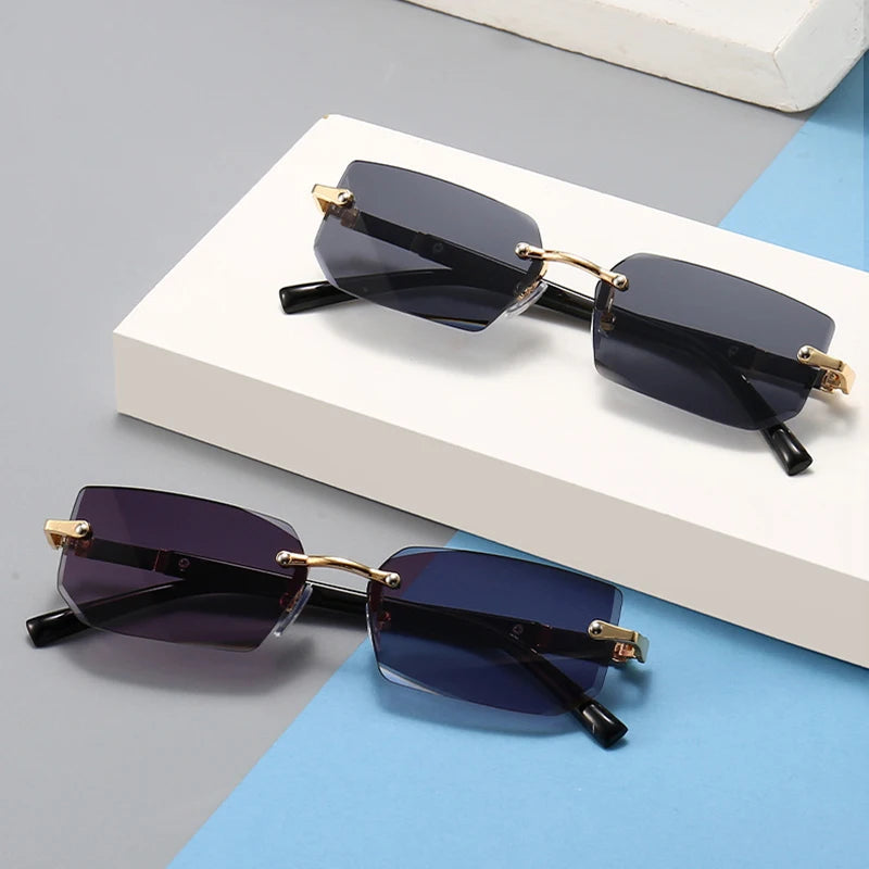 Fashion Rimless Sunglasses Men Women Populare Frameless Sun Glasses Male Female Classic Small Square Summer Traveling Shades Wofashion.xyz