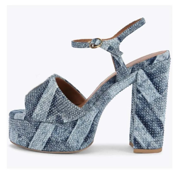 2025 Summer New Waterproof Platform Hot Diamond Thick Bottom Thick High Heels Fashion Square Head Versatile Buckle Strap Sandals Wofashion.xyz