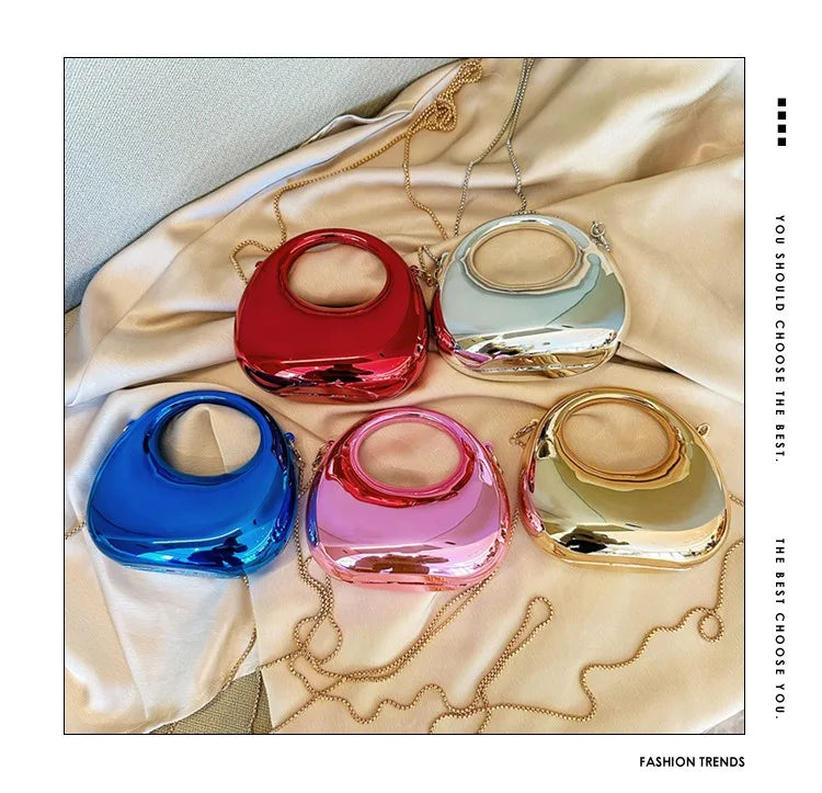 Mini Golden Evening Bag Purses and Handbags Luxury Designer Shoulder Bags Funny Shape Party Wedding Acrylic Shiny Clutch Purse