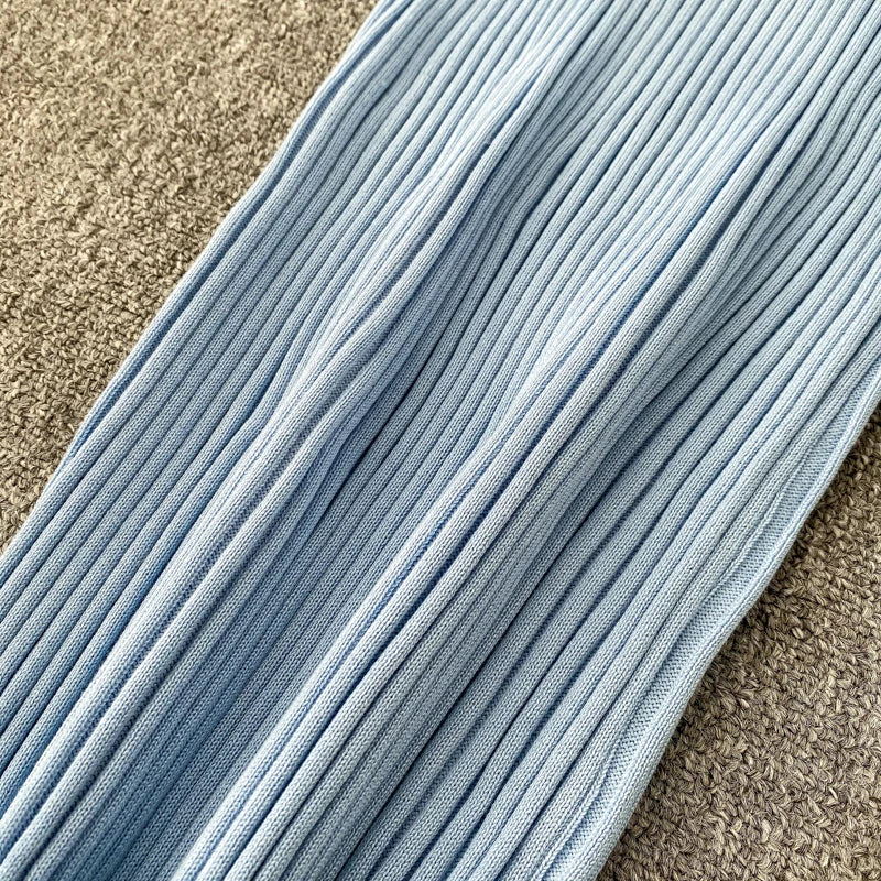 Women's Knitted Midi Dr Pure Color Long Sve Slim Fit High Waist V-Ne Korean Sle Faionable Autumn Winter Dr