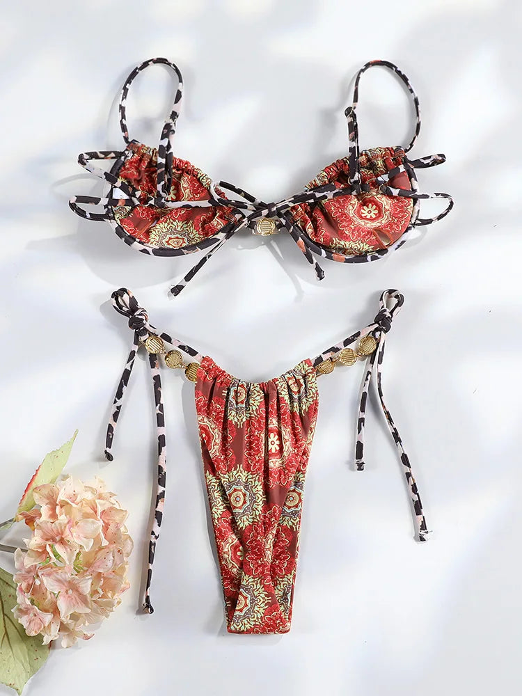 Sexy Bikinis Print Swimwear Summer Swimsuits For Women Low Waist Bathing Suit 2025 Bathsuit