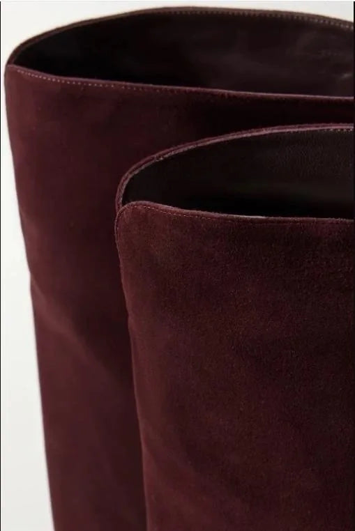 Ladies' Autumn and Winter Suede Thick High-heeled Oversized Knee High Boots, European and American Sexy Versatile Sleeve Boots