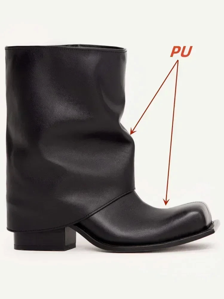 New Large Walled Flat Bottomed Round Toe Sleeve Knee High Pleated Women's Boots Retro Knight Boots Shoes for Women