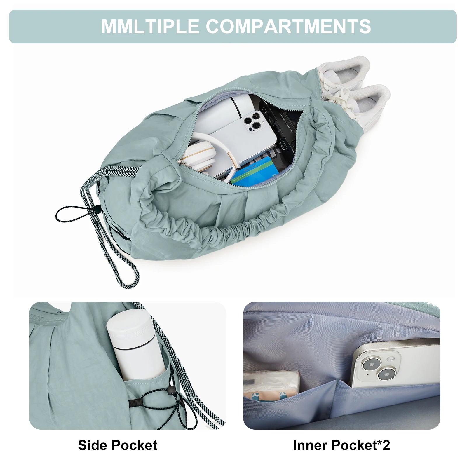 Large Capacity Sports Gym Bag Comfortable and Versatile Neutral Bag Fitness Bag for women Training Bag For Yoga Swimming Travel