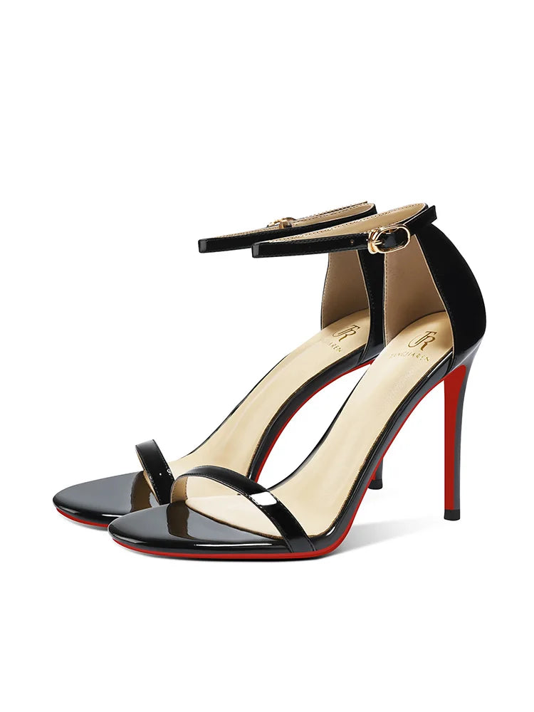 High heeled sandals for women in the summer of 2025, fashionable black, sexy, slim heel, straight buckle high-heeled shoes Wofashion.xyz