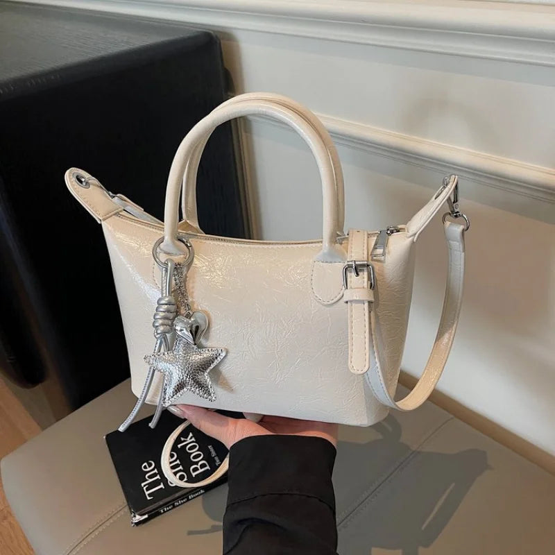 Luxury Designer Messenger Bag For Ladies, Genuine Leather Crossbody Purse With Detachable Strap, Vintage Shoulder Work Tote