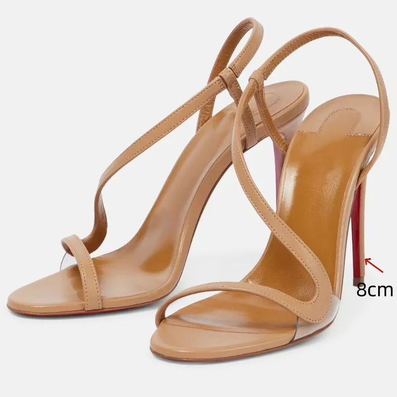 2025 European and AmericanWomen's Summer NewMulti ColorSerpentine Wrapped StrawStiletto High Heels Sexy Outerwear French Sandals