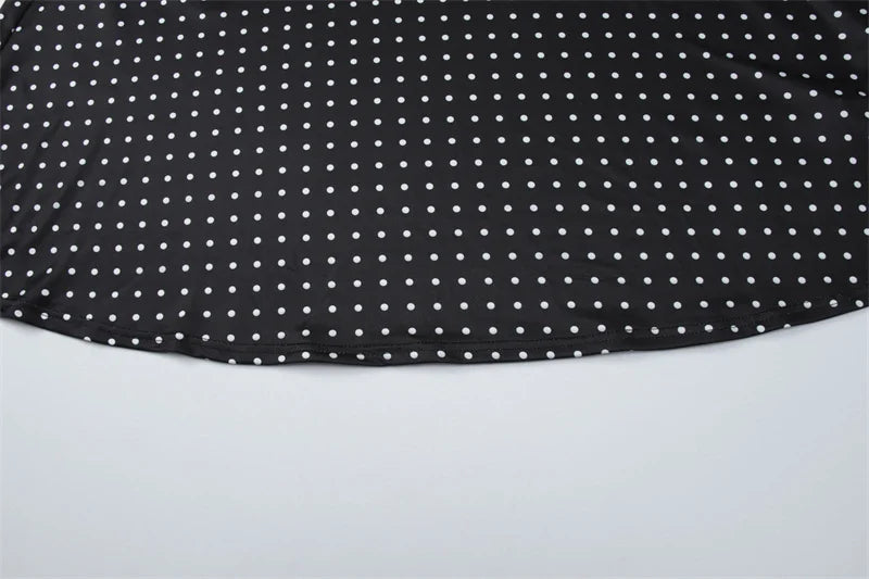 Mozision Polka Dot Strapless Sexy Maxi Dress Women Gown Elegant Scarf Collar Off-shoulder Backless Sleeveless Club Party Dress