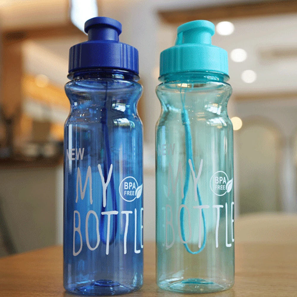 550ml Plastic Water Bottle Portable Sports Cup With Anti Drop Rope Outdoor Water Container Color Transparent Pet Flip Cover
