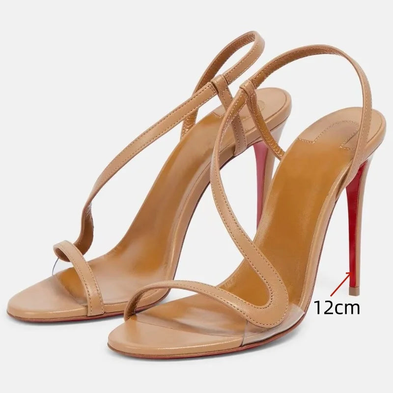 2025 European and AmericanWomen's Summer NewMulti ColorSerpentine Wrapped StrawStiletto High Heels Sexy Outerwear French Sandals