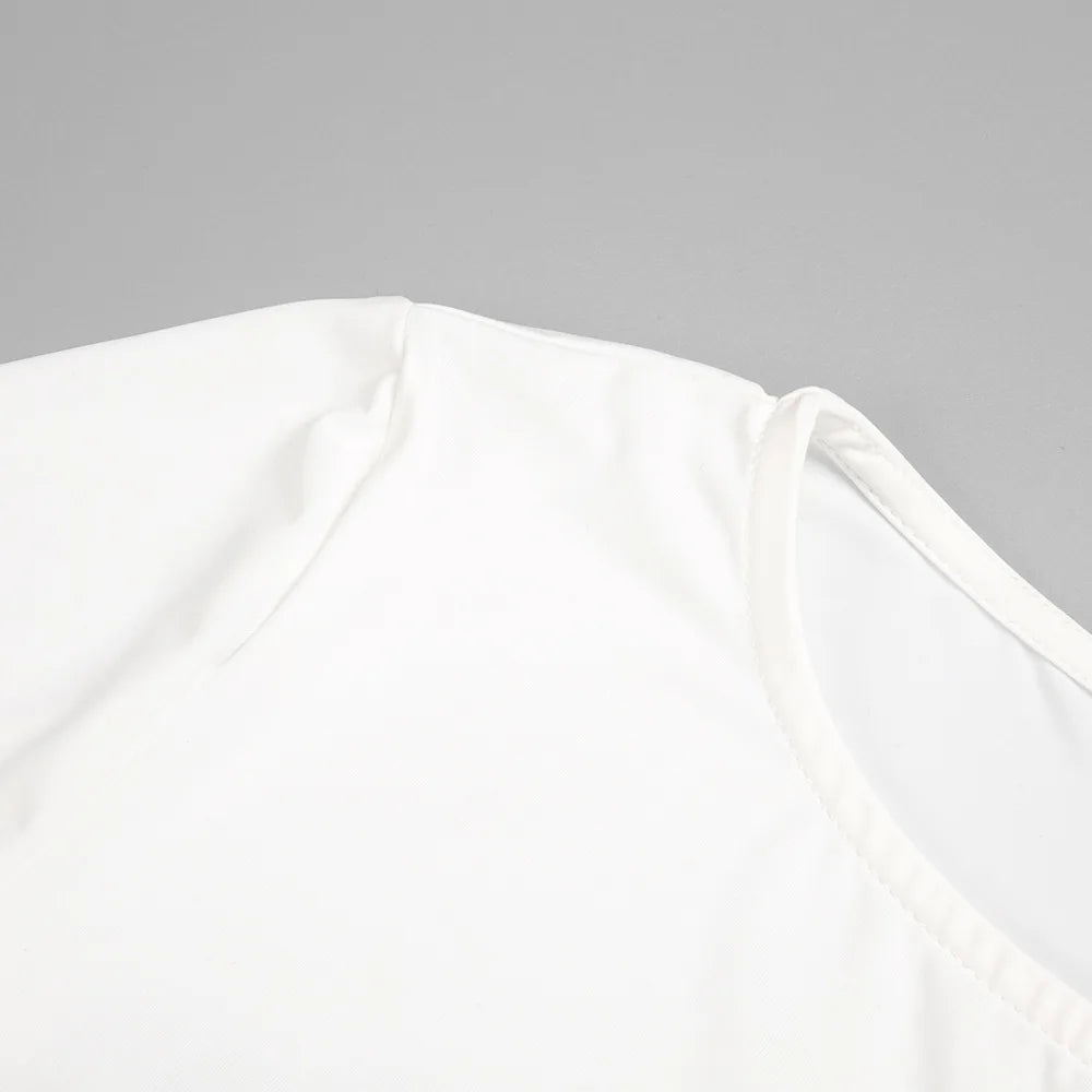 Sexy Elegant Party Dress Women White Long Sleeve Pleated Midi Dress for Evening Dinner Club