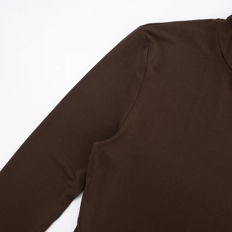 Mozision Turtleneck Long Sleeve Sexy Maxi Dress Women Gown Autumn Winter Elegant High Waist Draped Ruched Club Party Long Dress