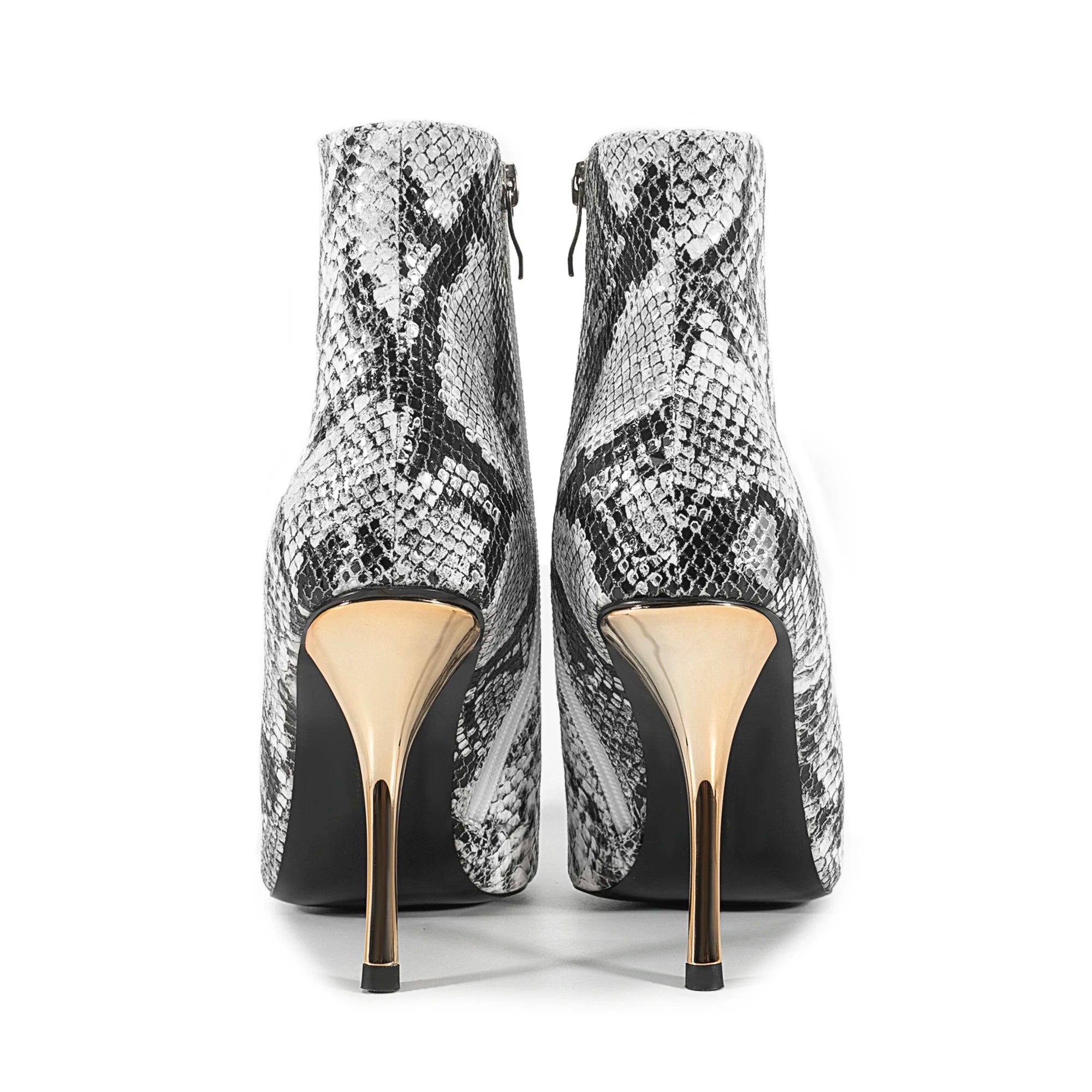 2025European AndAmerican Women's Autumn Andwinter New Style Metal High Heels,advanced Stonepattern Sidezipper Pointed Shortboots