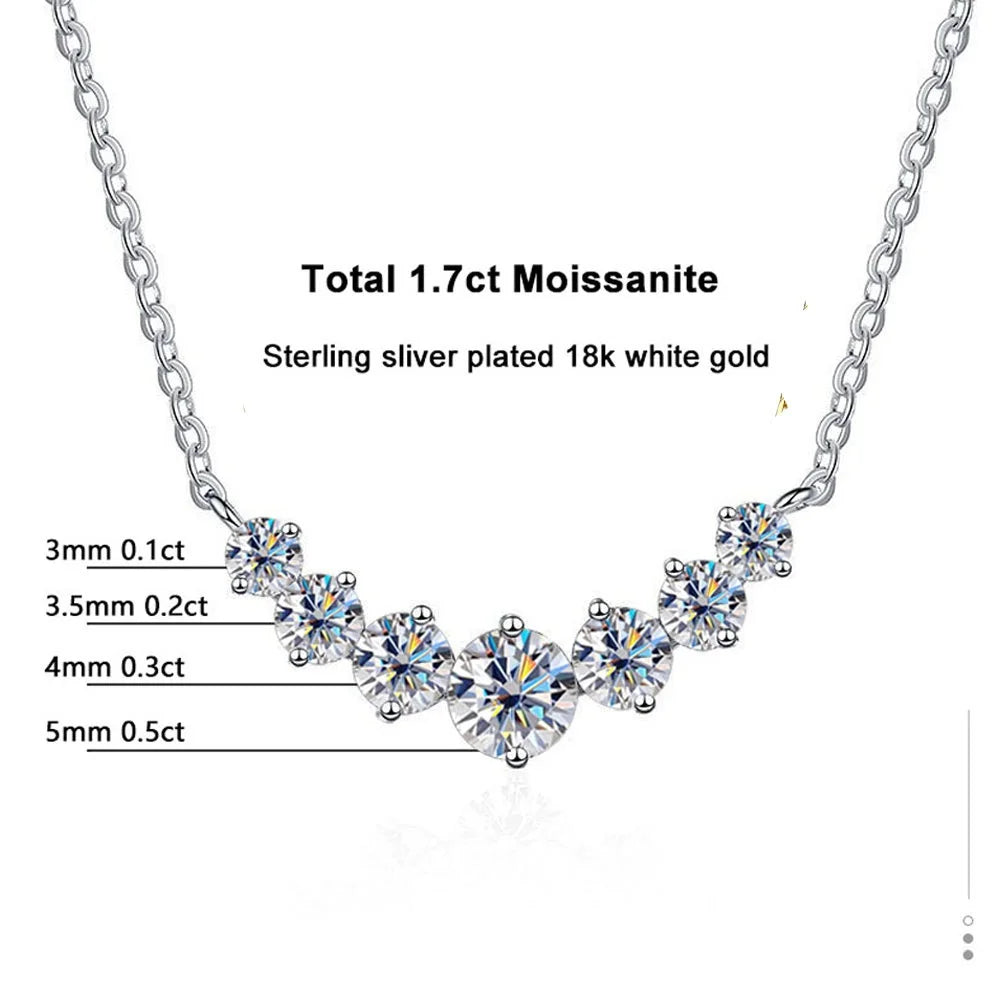 Moissanite Necklace For Woman Wedding Fine Jewely With Certificates 925 Sterling Sliver Plated 18k White Gold Necklace