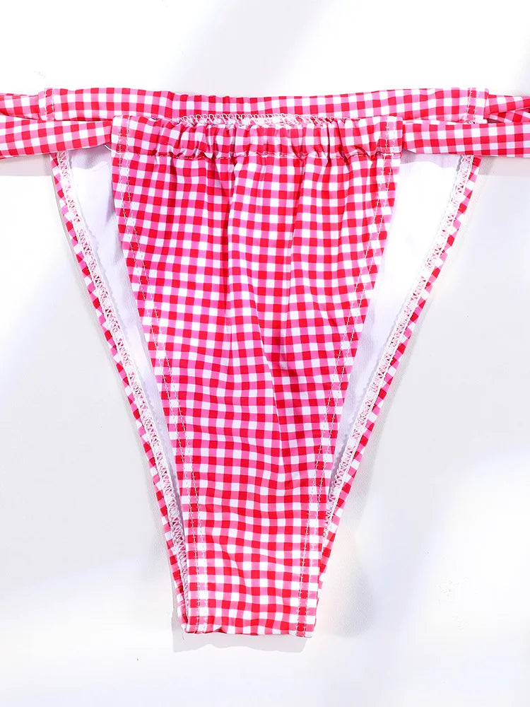 Sexy Bikinis Plaid Swimsuit Print Swimwear For Women 2025 Bathing Suits Push Up Bikini Low Waist Sets Two Piece Suit Summer