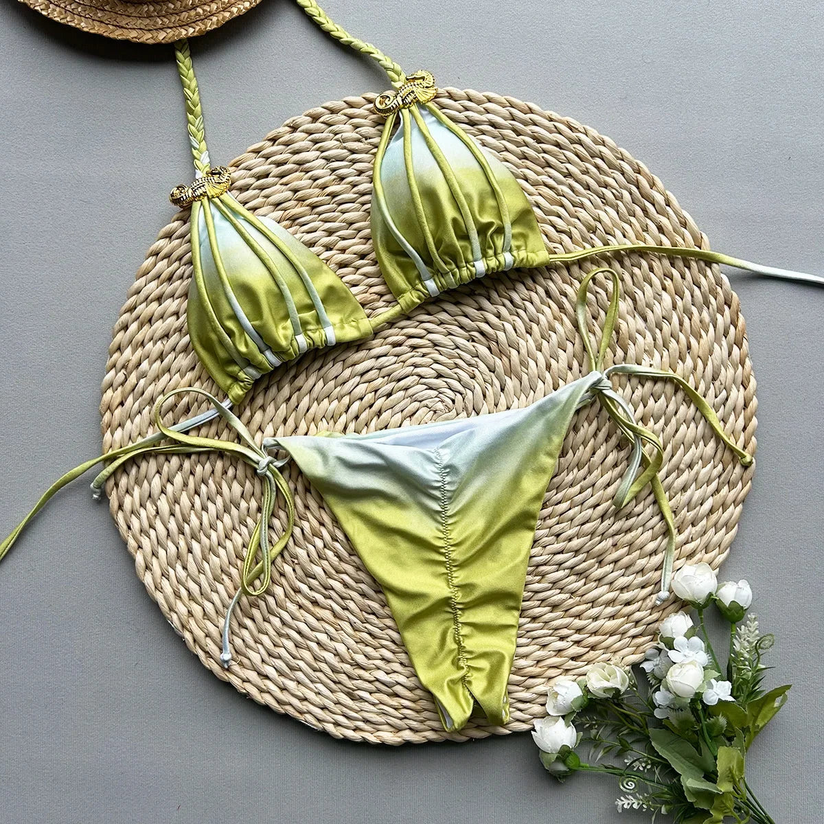 New bikini sexy tie dye split style swimwear for woman accessories swimsuit