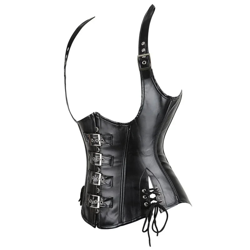 Steampunk Underbust Corset Vest Waist Cincher Vest Leather Bustier Top Sexy Women's Plus Size Gothic Punk Corselet