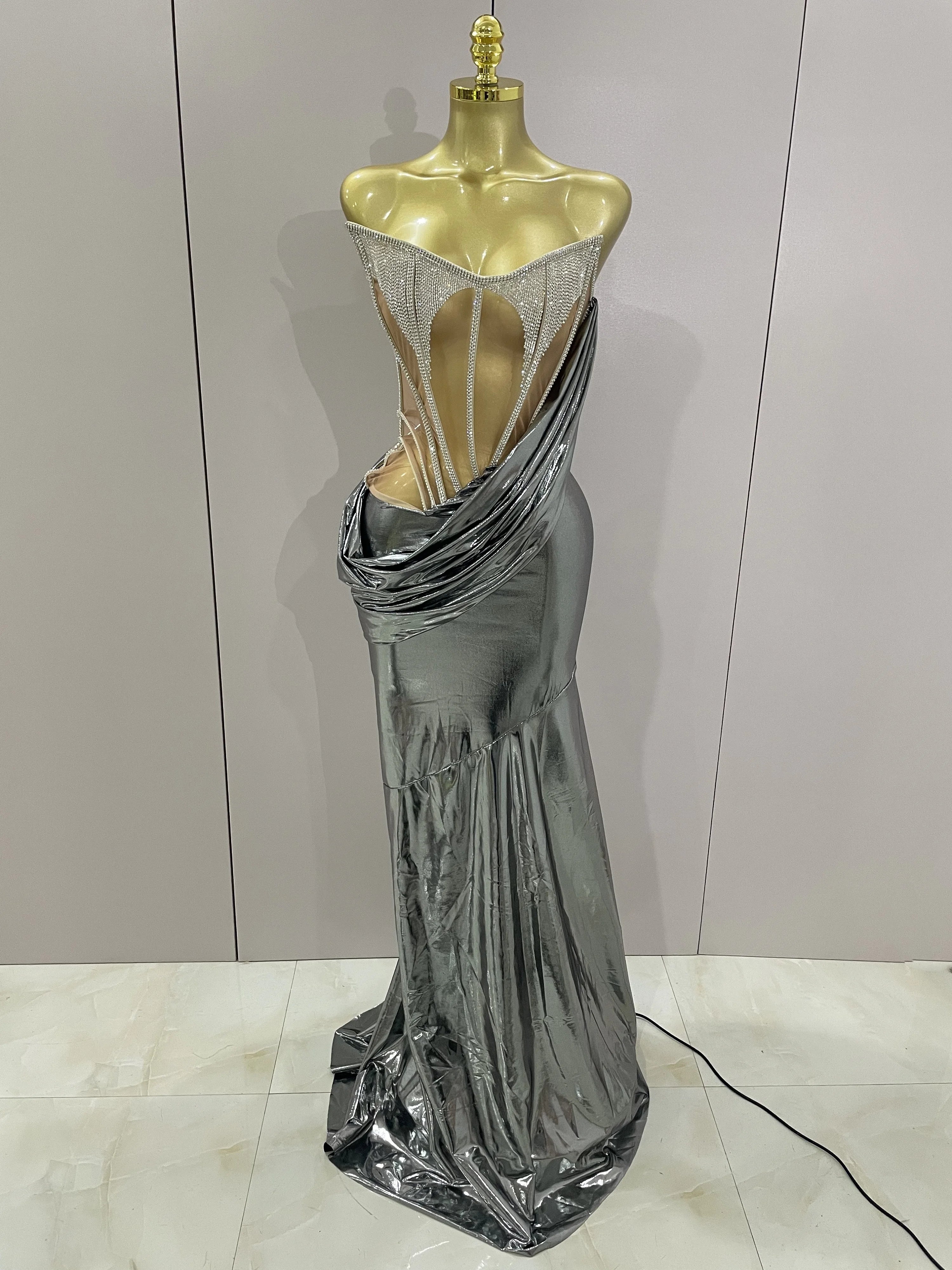 Stage Costume Sparkly Nightclub Gogo Party Dress Women Carnival Party Outfit Festival Cool Clothing Hoodie Dress Two Piece Set