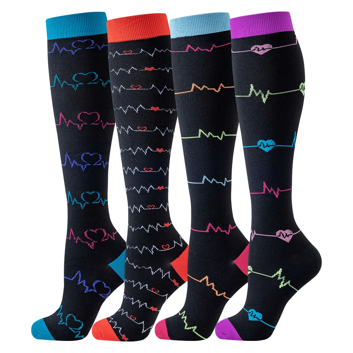 Compression Socks for Men Women 4 Pairs Running Sport Nurse Compression stocking Nurses Sport Ladies Lady Womens Running Wofashion.xyz