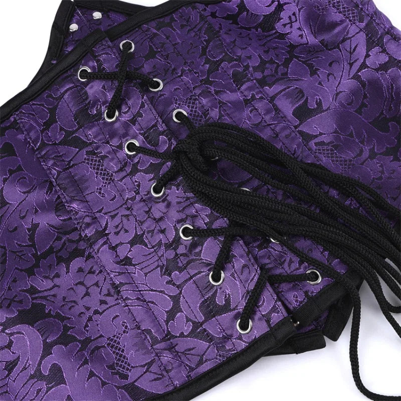 Underbust Purple Corset Woman Belt Plus Size Top Short Plastic Boned Girdles Slimming Waist Shapers Gothic Clothing Bodice