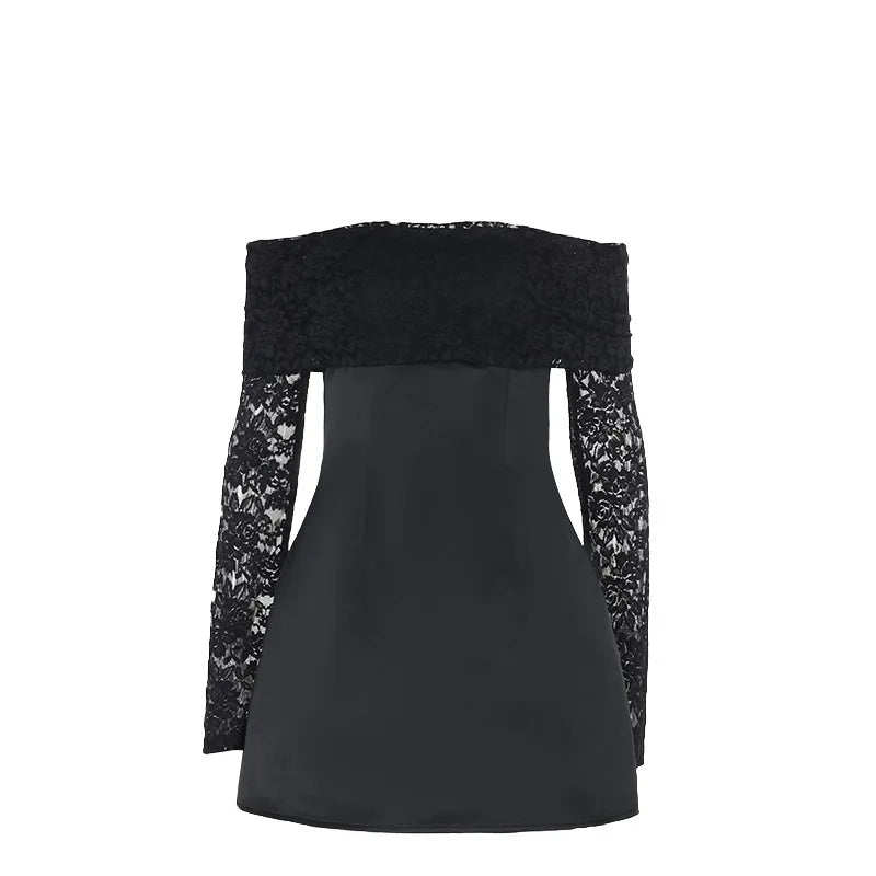 NIDANSSI White Lace Strapless Pleated Evening Party Dress Women Backless Elegant Sexy Dress Bodycon Mini Winter Dress Vestidos