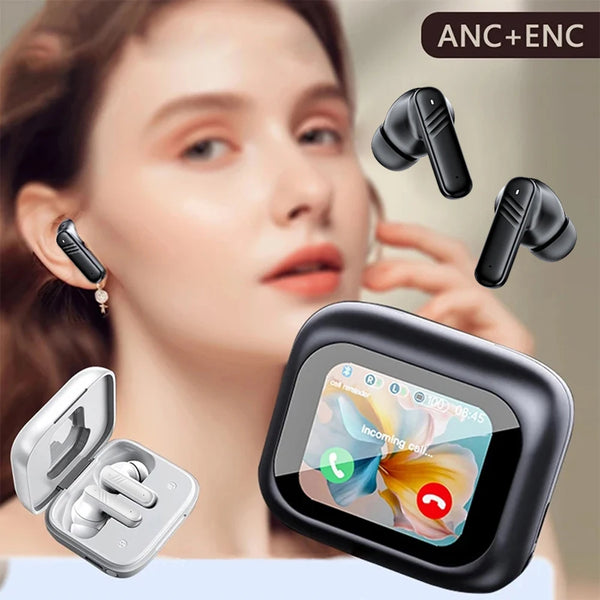 New Full Touch Screen Headphones ANC Bluetooth 5.4 Noise Cancelling Earphones HiFi Stereo Wireless In-Ear ENC Earbuds With Mic Wofashion.xyz
