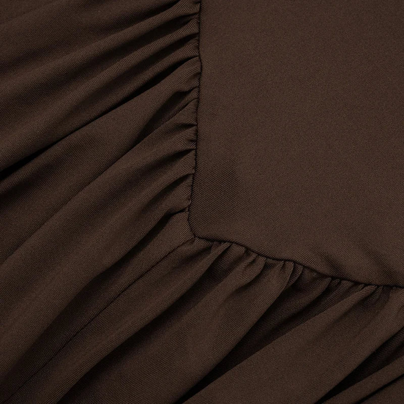 Mozision Turtleneck Long Sleeve Sexy Maxi Dress Women Gown Autumn Winter Elegant High Waist Draped Ruched Club Party Long Dress