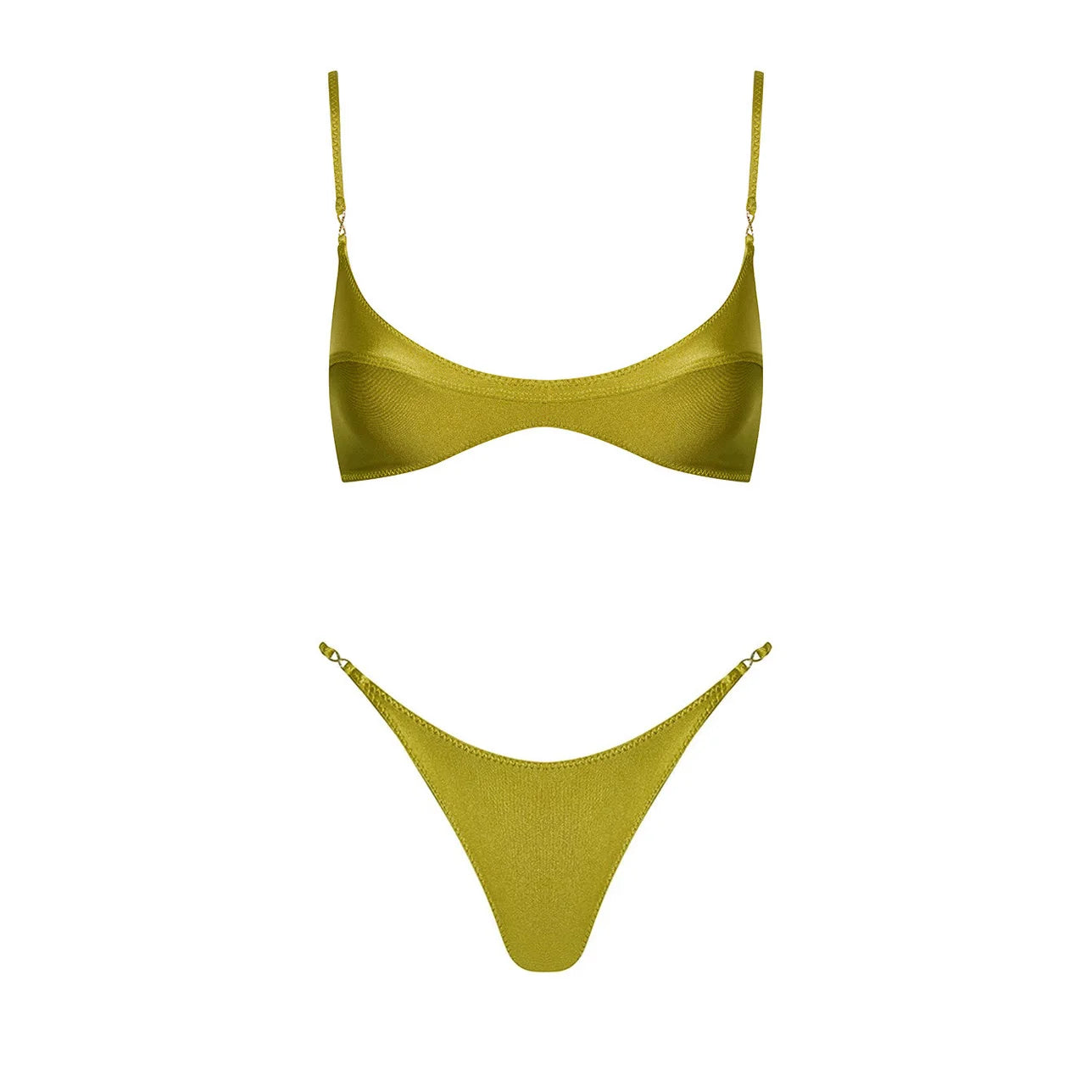 3Pcs Bandeau Biquini 2025 Sexy Women Swimsuit Female Push Up Swimwear Micro Bikini Bathingsuit Beachwear Shiny Brazilian Biquini