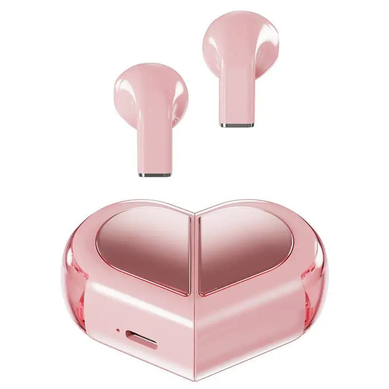 Bluetooth 5.3 True Wireless Headphones Heart Shaped Earphones Woman Heart Headset Digital Led Lamp In Ear Earbuds Girl Gift