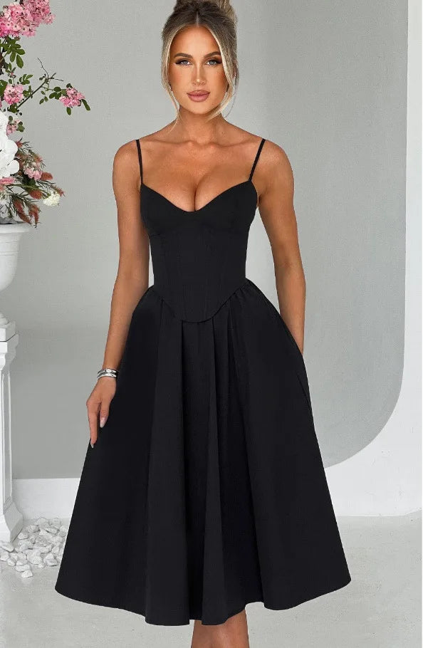 NIDANSSI White Slim Backless Robes Evening Party Dress Women Pleated Bodycon Elegant Sexy Dress Midi Long Summer Dress Vestidos