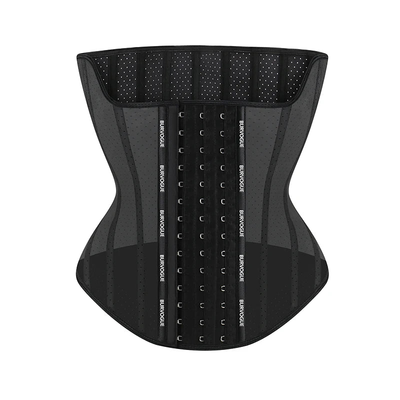 BurVogue 17 Steel Boned Underbust Waist Trainer Corset Latex U-shaped Waist Cincher Girdles Tummy Control Hourglass Body Shaper