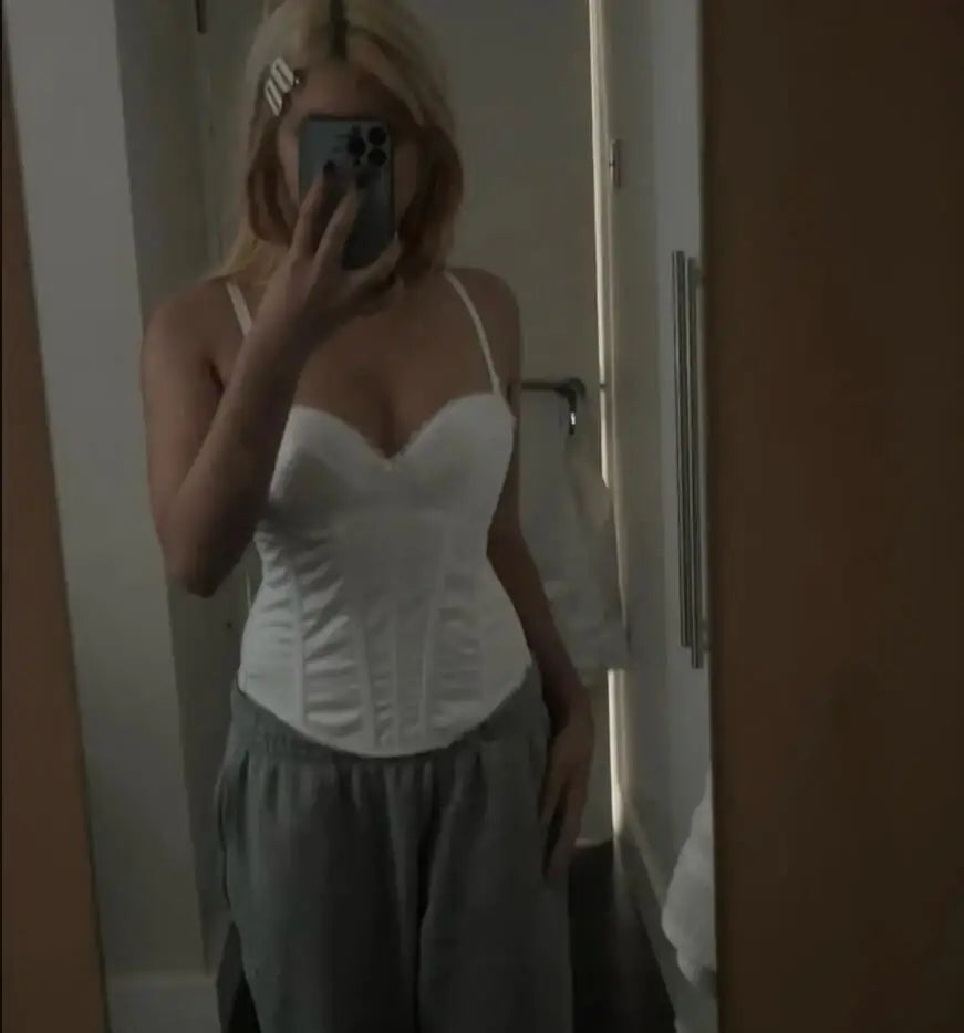 Women Corset with Straps Cotton Cup Push Up Overbust Bustier Weding Shapewear Slimming Waist Shaping Korset