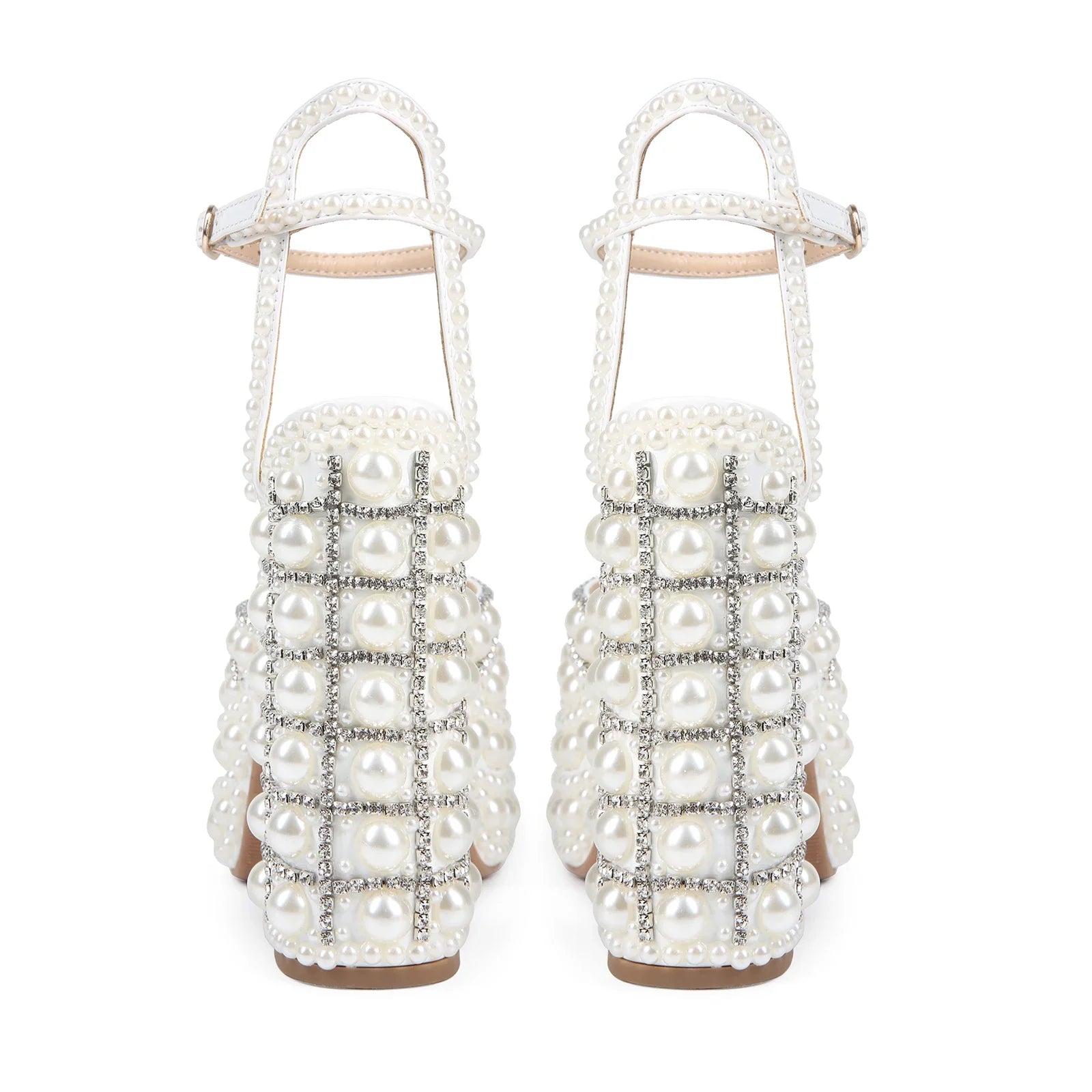 Highqualityhandmaderhinestonerough High-heeledthicksoled Fishmouth Sandalsfrom Europe AndAmerica, Women's Sexy Rivet Party Shoes