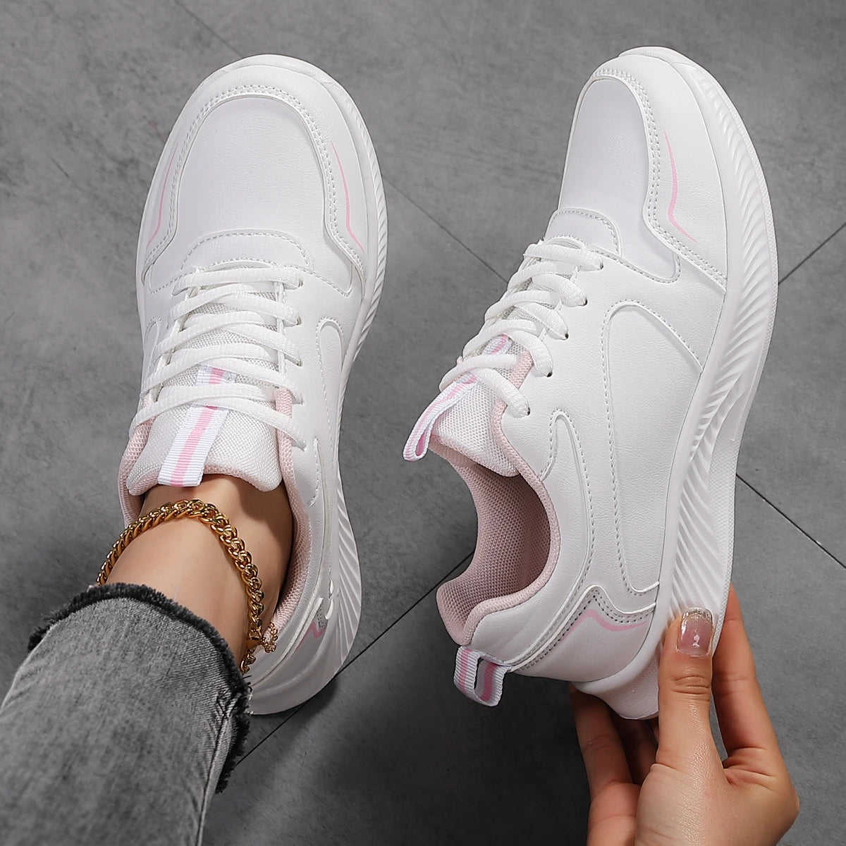 Woman Tennis Sneakers Fashion New Comfort Sports Board Shoes Casual Shoes Female Spring Summer Ladies Female Women Shoe PU