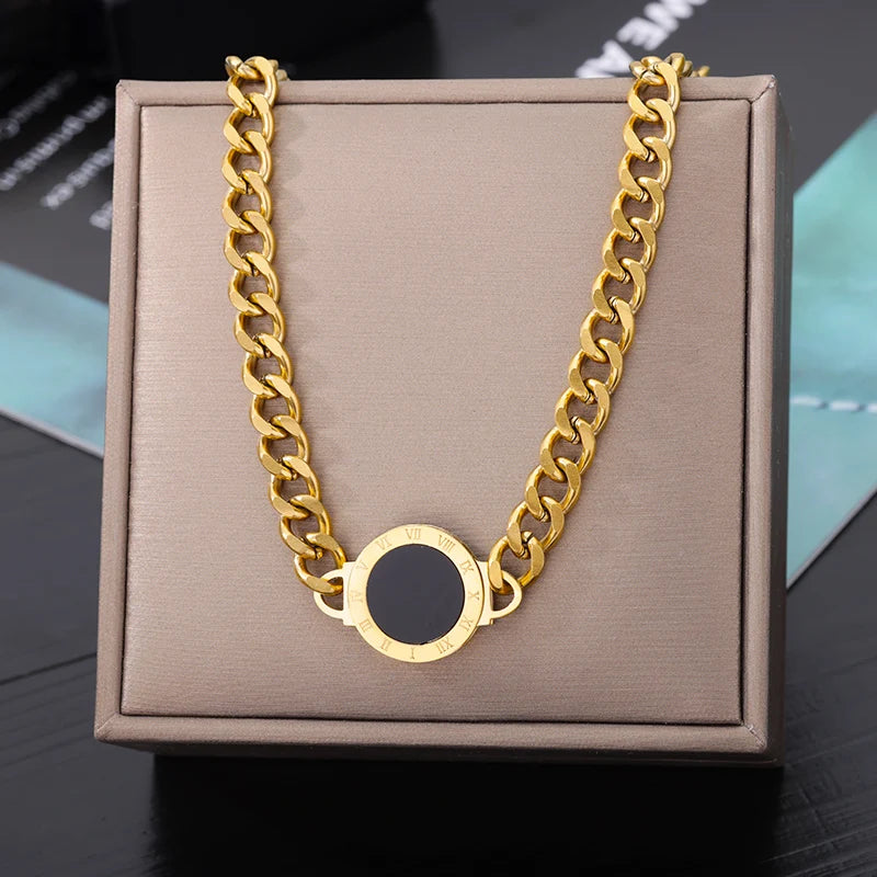 Double Layer Hollow Clavicle Chain Stainless Steel Necklace For Women Punk Hip-Hop Streetwear Jewelry Dropshipping