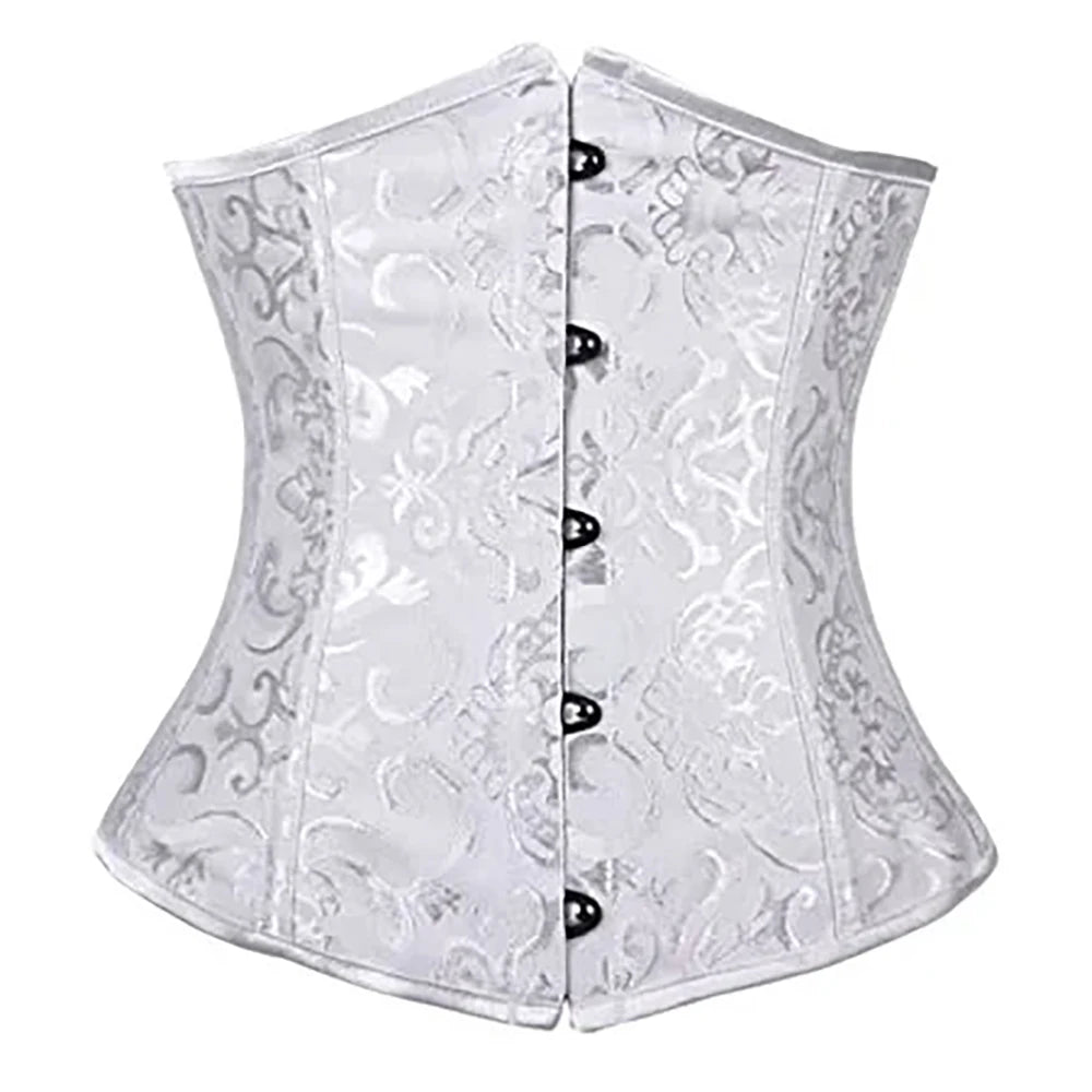 Women Gothic Sexy Satin Underbust Corset Bustier Waist Cincher Slimming Body Shaper Corselete Lingerie Plus Size Party Clubwear
