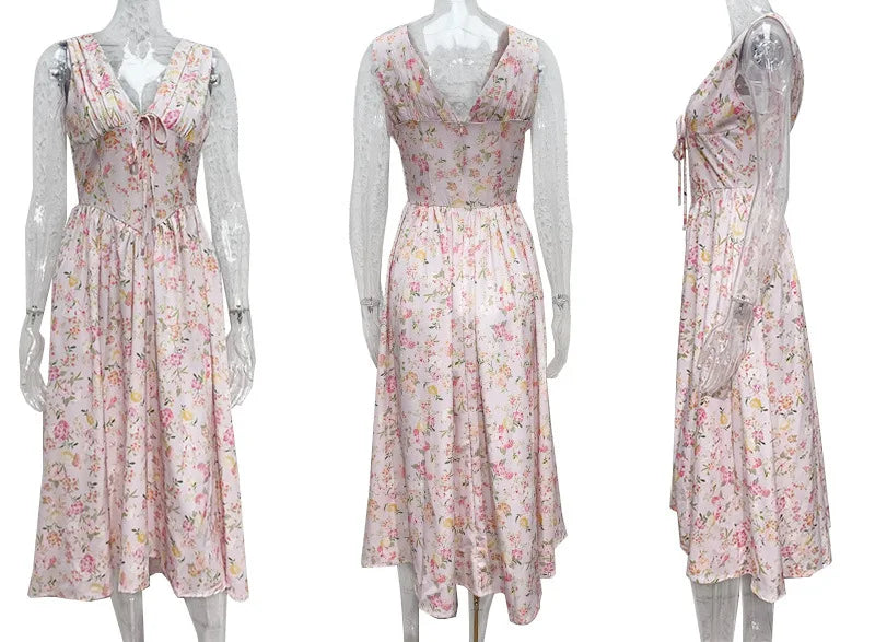 NIDANSSI White Pleated Lace Up Backless Holiday Casual Dress Women Elegant Sexy Dress Bodycon Midi Long Summer Dress Vestidos