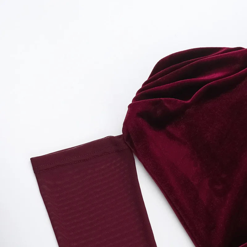 Christmas Velvet Backless Elegant Evening Club Party Dress Women Pleated Robes Sexy Dress Midi Bodycon Winter Dress Vestidos