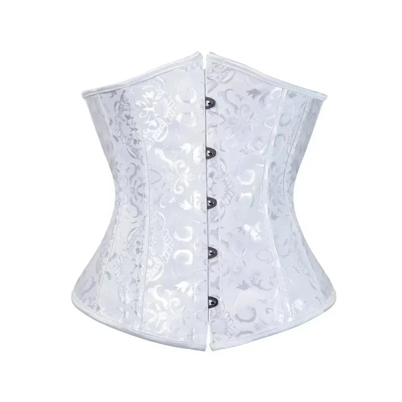 BurVogue Fashion Corset Women's Lace Up Boned Jacquard Brocade Waist Training Underbust Corset