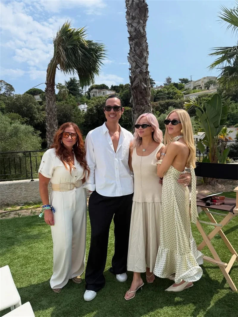 Mozision Polka Dot Ruched Ruffle Sexy Midi Dress Women Gown Fashion Halter Sleeveless Backless High Waist Club Long Dresses