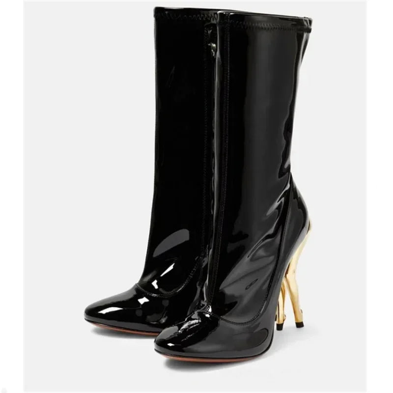 2023 European and American Women's Personalized High Heel Short Boots European and American Sexy Show Boots Banquet Boots