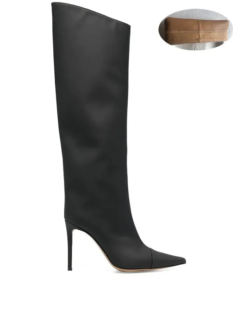 2022 Women's New Stone Print Boots Sexy Runway Stiletto Pointed Toe Women's High Boots 10cm High Heel Side Zip Women's Boots