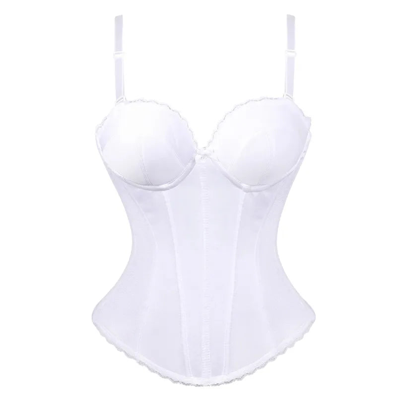 Women Corset with Straps Cotton Cup Push Up Overbust Bustier Weding Shapewear Slimming Waist Shaping Korset