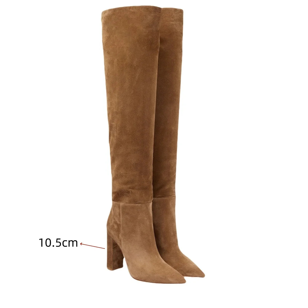 Ladies' Autumn and Winter Suede Thick High-heeled Oversized Knee High Boots, European and American Sexy Versatile Sleeve Boots