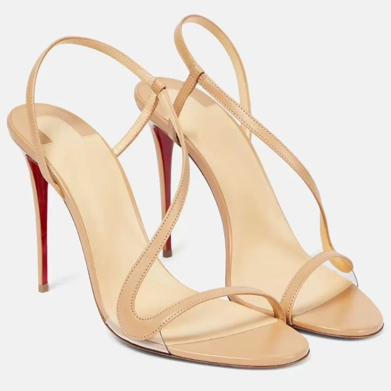 2025 European and AmericanWomen's Summer NewMulti ColorSerpentine Wrapped StrawStiletto High Heels Sexy Outerwear French Sandals