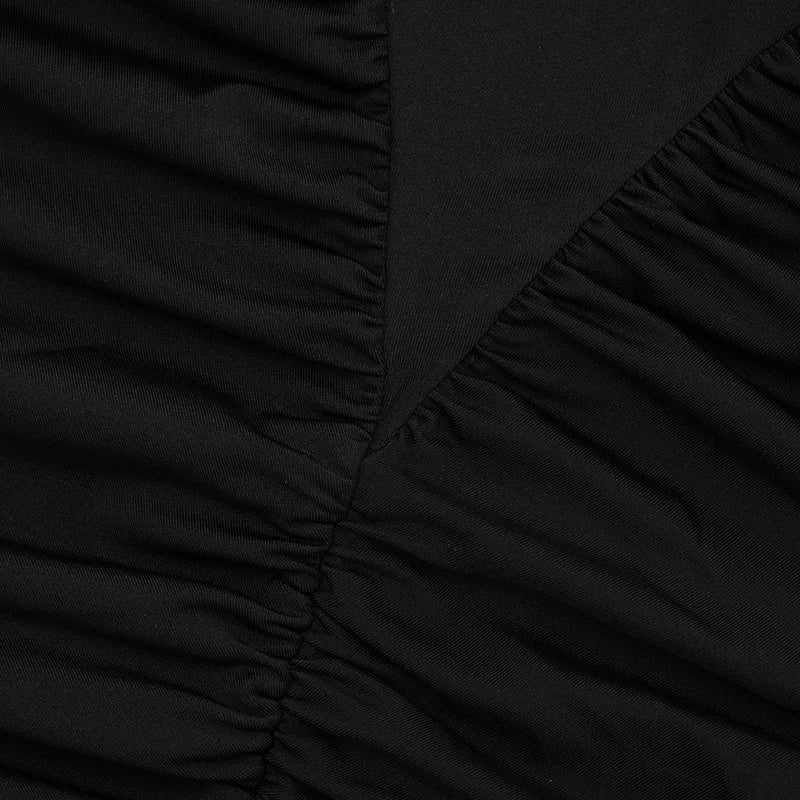 Blifanbo Elegan Deep V Neck Bodycon Maxi Dress Women High Waist Pleated Long Sleeve Solid Patchwork Club Party Long Dress Autumn