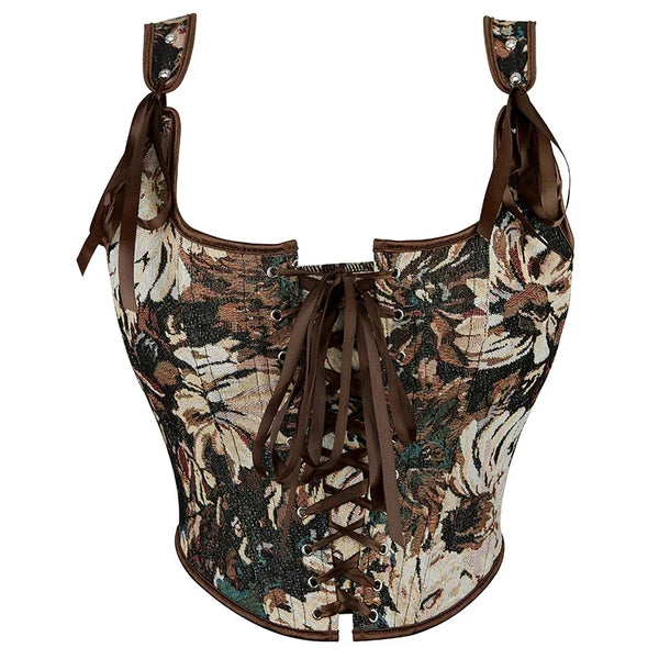 Women's Corset Tank Crop Top Sexy Bandage Lace up Plastic Bones Bustier French Style Body Shaper Wofashion.xyz