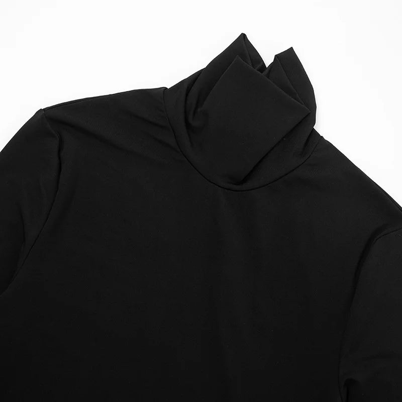 Mozision Turtleneck Long Sleeve Sexy Maxi Dress Women Elegant Autumn Winter High Waist Ruched Thigh High Split Club Long Dress