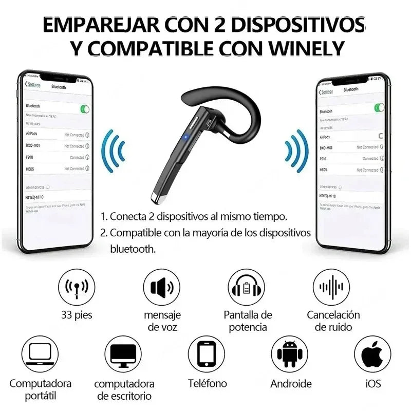 Wireless Headphones Bluetooth Headset With Microphone Earphones  Handsfree Noise Canceling Audifonos Talking Business Driving